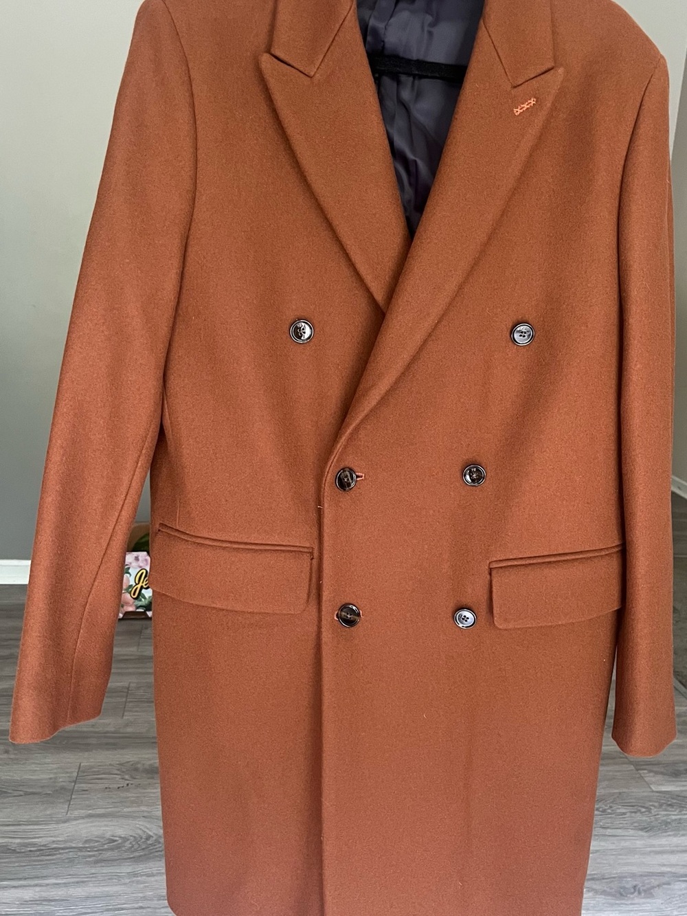 Scotch & Soda Premium Selection men’s Double-Breasted Pea Coat in Rust